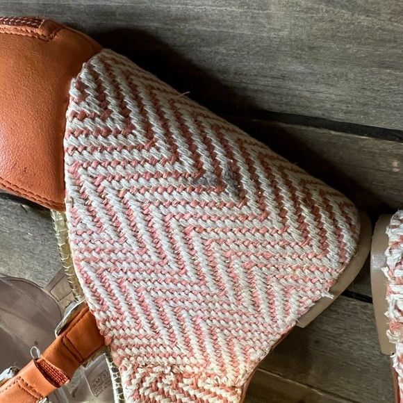 Womens Vince Camuto Torta Coral Leather Espadrille Wedge Heeled Sandals Size 7.5 - Picture 5 of 7